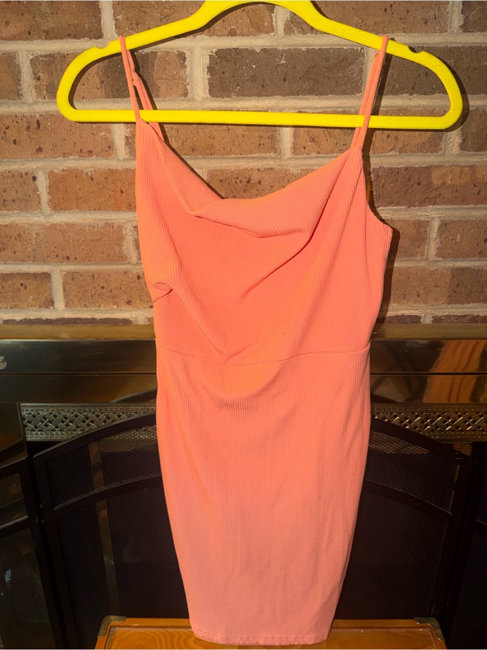Ladies Medium Hello Molly orange ribbed $85 RETAIL ribbed mini dress